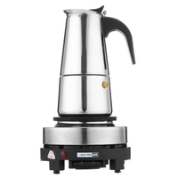 不銹鋼咖啡壺濃縮意式摩卡壺歐插配套小電爐電熱爐咖啡器具套裝wk11607