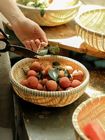 南竹 藤編水果籃 北歐創意家用客廳廚房收納筐菜籃子三件套
