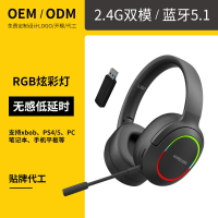 私模2.4G頭戴式藍牙耳機 無線5.1雙模游戲低延時LED發光電競耳機「限時特惠」