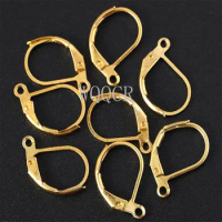 50PCS 10X16MM 24K Gold Color Brass Round Loop Earrings Hoops High Quality Diy Jewelry Findings Accessories
