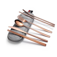 韓式便捷餐具（玫瑰7件套/淺色袋） 