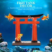 Miniature Red Japanese Torii Fish Tanks Altar Shelf Miniature Shrine Japan Traditional Blessing Door Zen Garden