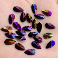 Wholesale 500pcs 7*13mm Colorful Drops Rhinestone Applique Crystal Stone Flat Back Acrylic Strass for Clothes Crafts DIY -HB75