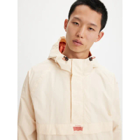 【LEVIS 官方旗艦】男款 Oversize寬鬆版半開襟連帽風衣外套 / 機能抽繩設計 海沙白 熱賣單品 A4420-0003