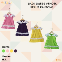 Baju Dress Pendek Kerut Kantong Marcella Polos