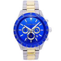 Michael Kors 戰士榮耀美式風格計時腕錶-藍+金-MK8825