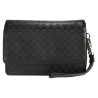 Emporio Armani 經典老鷹LOGO亮面皮革手拿包-黑色