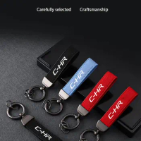 High-Grade Leather Suede Keychain Car Sport Key Ring With Horseshoe Buckle For Toyota CH-R CHR Styling Accessories