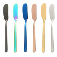 7 Colors 304 Stainless Steel Butter Knife Cheese Dessert Jam Spreader Cream Knives Western Cutlery Baby Feeding Tool SN3658