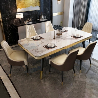 餐桌 椅組合 現代簡約 家用 小戶型 簡易大理石 長方形吃飯桌子