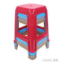 塑料凳子椅子加厚高凳家用餐桌凳方凳塑膠板凳成人時尚簡約加高凳 夏洛特居家名品