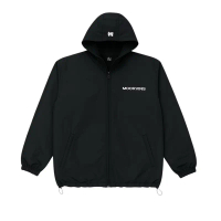 Moorvins Jaket Outdoor Unisex Windbreker Ramires Hitam Tebal Keren dengan Zipper dan Parasut untuk P