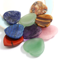 Natural Thumb Stone 40x8mm Worry Massage Palm Hand Crystal Heart Shape Gemstone Gua Sha Tool Healing Beauty DIY Decor Gift 5pcs