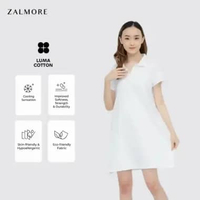 Zalmore Polo Dress Premium LUMA Cotton - Dress Wanita Lembut Ringan Sejuk Anti Nerawang M Sage Green