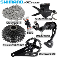 SHIMANO ALTUS M2000 9 Speed Derailleur MTB Bike HG53 Chain HG200-9 32T/34T/36T Cassette Racework XT 170/175MM Crank Bike Parts