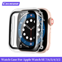 Cozycase For Apple Watch Case with Screen Protector 2/3/4/5/6/7 38MM 42MM 40MM 44MM 360Slim Cover Tempered Film Glass Edge Shell