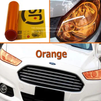 0.3x9m/Roll Orange Glossy head light protection vinyl film Car headlight tint film Orange head light film by free shipping