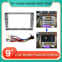 9 inch 2Din Android Car Radio Frame Kit For Toyota Avensis 2002 -2008 Silver Black Auto Stereo Dash Panel Fascia Cable
