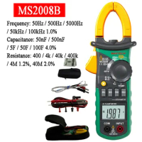 MASTECH MS2008B Digtal Clamp Meter DC/AC Volt Current Res Cap Temp Freq Meter with Light Temp Frequency