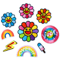 2025 Cross-Border Hot Patch Embroidery Cloth Patch Colorful Flower Sunflower Embroidery Patch Hole R
