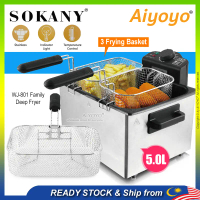 SOKANY 5L Electric Deep Fryer With 3 Frying Basket Goreng Minyak Goreng WJ 801 2100W 5 Liter Air Fry