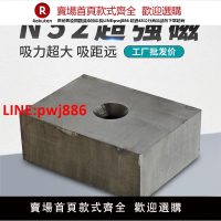 工業超強磁鐵N52永磁王磁選機粉碎機強力吸鐵N45方形帶孔打撈強磁【台灣公司 優質服務】