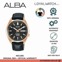 Jam Tangan Alba Analog Pria AL4330 Black Leather / Kulit Original Garansi Resmi RG BLACK