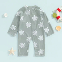 Infant Baby Boys Swimsuit UPF 50 Long Sleeve Zip Rashguard Swimwear Toddler Bathing Suit Sunsuit 3-24 M