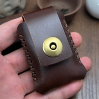 【含稅/免運】 登喜路打火機皮套油蠟皮頭層牛皮復古風可穿皮帶男士手工縫制皮套