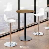 Dekoruma MASON Meja Bar Bundar Kayu Minimalis / Meja Cafe Bulat 70CM New London Elm- Cokelat Muda