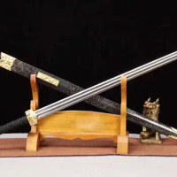 Chinese Han Dynasty Horizontal 6 Sided jiàn Sword, Handforged High Performance 65 Manganese Steel Blade, Unsharpened