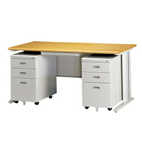 【YUDA】160-CD木面灰體辦公桌(ABS中抽+活動櫃2個)905色 4件組/辦公桌/寫字桌
