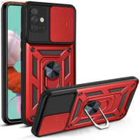 Armor Shockproof Slide Lens Phone Case for Vivo T1 Pro V21e V23e V25e V27e V29e V30 Lite X80 X100 5G Stand Holder Cover Fundas