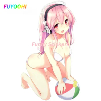 FUYOOHI Funny Stickers Japanese Anime Super Sonico Car Styling Vehicle Creative Sticker Accessories Window Bumper Decals