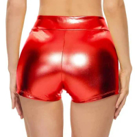 Womens Shiny Hot Pants High Waist Rave Party Booty Shorts Clubwear Metallic Festival Hot Shorts for Pole Dancing Disco Party