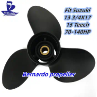 Bernardo Boat Propeller 13 3/4X17 Fit Suzuki Outboard Engines 70 80 90 100 115 140 HP Motor Aluminum 3 Blades 15 Tooth Spline