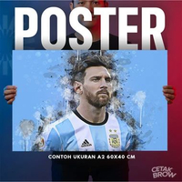 Poster Lionel Messi 8 Ballon d'Or GOAT Victory Hiasan Dinding Kamar Kolektor Dekorasi Studio Kreatif