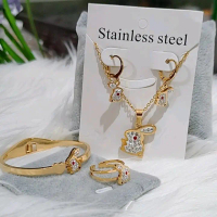 Set Anak titanium Anting-Anting Kalung Cincin Gelang