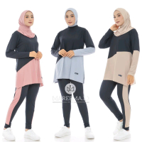 Setelan Olahraga Perempuan Muslim Terbaru baju dan celana Joging Badminton Sepedahan Senam Lari Zumb