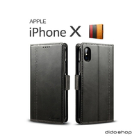 iPhone X 仿小牛皮紋拚色簡約可插卡翻蓋手機皮套 (KS018)【預購】