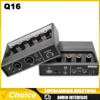 TEYUN Q16 2 Channel Professional portable Audio Interface sound card console mini USB MIXER for Guitar Recording Studio Singing