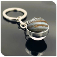 Car Keychain Glass Ball Solar System Moon Earth for DODGE JCUV Journey RAM GMC QX50 QX60 Infiniti Q50L