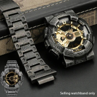 For Casio G-SHOCK Samurai Black GA110/100/120 Series Bracelet Modified Metal Bezel Vintage Stainless Steel Watch Case WatchStrap