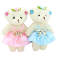 6pcs/lot Kawaii Small Teddy Bears Stuffed Plush 12CM Toy Mini cartoon bouquet Teddy-Bear wedding children toy phone key pendant