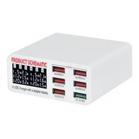 WLX-896 896P 899 6 Port USB Fast Charger with LCD Displat + QC 3.0 40W Fast Charging untuk HP Tablet