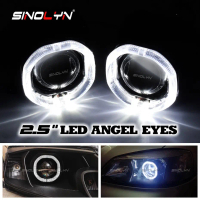Lampu Depan Kereta LED Angel Eyes Halo DRL 2.5'' Upgrade HID Bi-xenon Projector Lens Hitam Untuk Ret