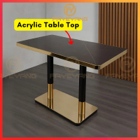 Fayeyang Cafe Table Premium Luxury Set Cafe Acrylic Gold Restaurant Dining Table Meja Makan Kafe