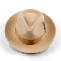 X4015 Unisex Wool Fedora Hat Wide Band Felt Wool Fedora Hat Allmatch Woolen Felt Hat Wedding Fedora Hats