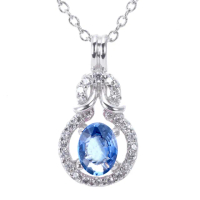 【DOLLY】0.80克拉 天然藍寶石18K金鑽石項鍊