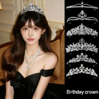 Baharu Bridal Crown Hair Accessories β European Luxury Wedding Head Veil, Rhinestone Inlaid Destar,
